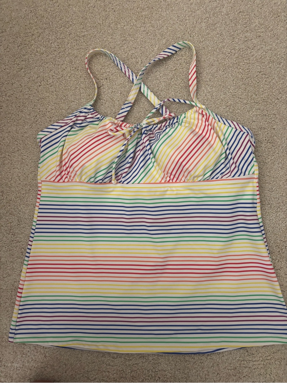 Lands End Chlorine Resist Tie Front Underwire Tankini Adjustable Rainbow 12.